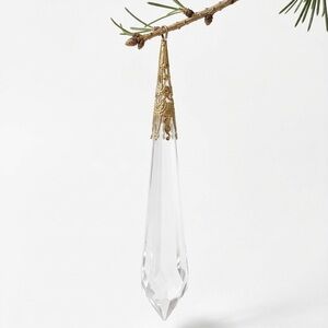 VINTAGE Acrylic Icicle Prism Metal Filigree Cap Christmas Holiday Ornament Trim